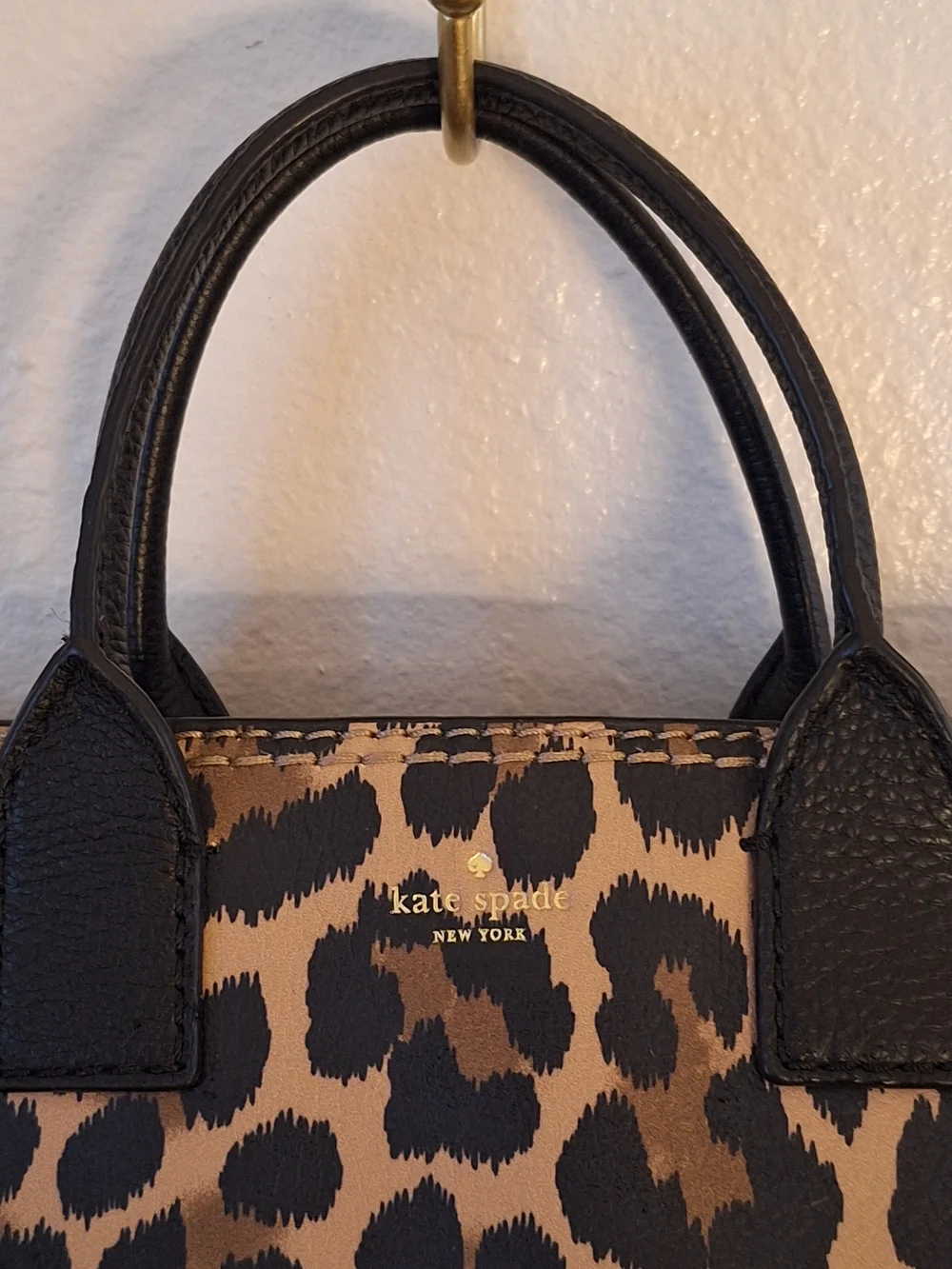 Kate Spade New York Dunne Lane Leopard Print Leather Satchel Handbag Purse